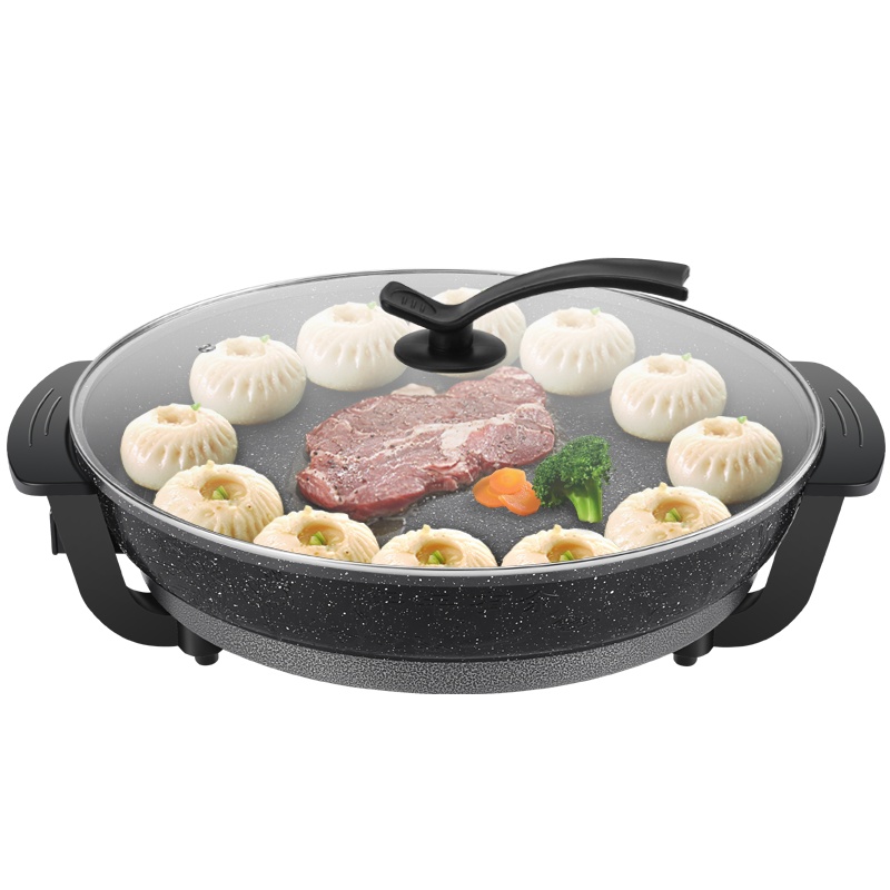 益多多功能电热锅电饼铛大圆锅烤饼锅烙饼机无烟不粘烧烤盘煎烤机烙饼锅电火锅电煎锅披萨饼机 大容量 家用商用 双管加热