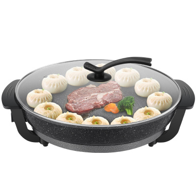 大圆锅烤饼锅烙饼机无烟不粘烧烤盘煎烤机烙饼锅电火锅电煎锅披萨饼机