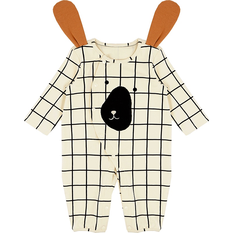 婴姿坊春季舒适休闲百搭格子宝宝系列开扣连体衣