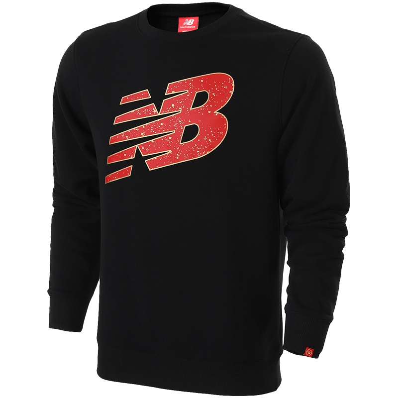 New Balance/NB男长袖T恤针织印花套头圆领上衣AMT81552 L AMT81552-BK黑色