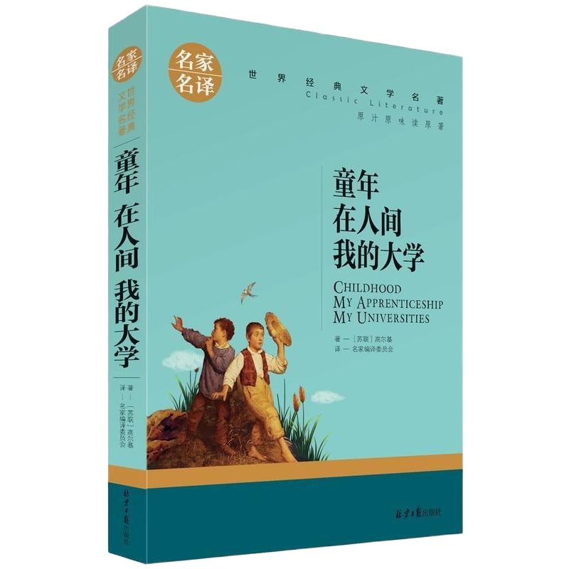 童年 在人间 我的大学 名家名译 世界经典文学名著青少年版 7-8-9年级初中生成长读课外书籍