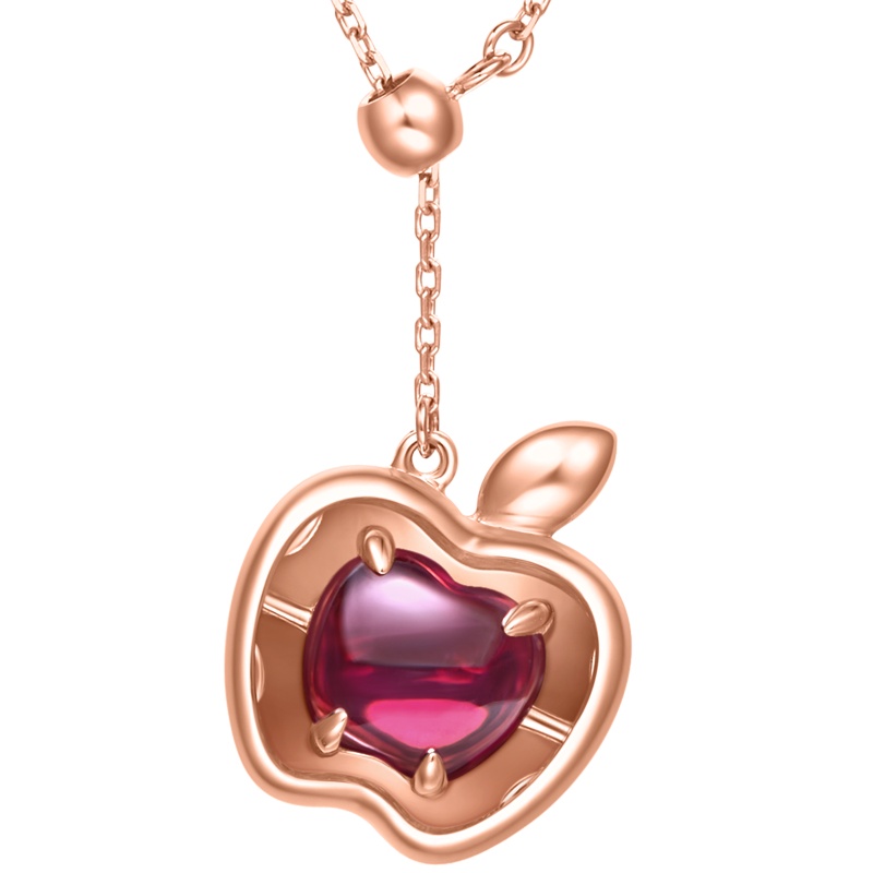 周大福珠宝首饰苹果项链恋爱果18K金碧玺项链吊坠女V113856