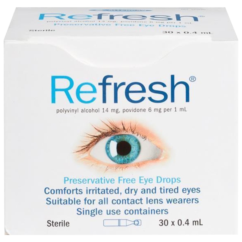 澳洲新西兰Refresh人工泪液滴眼液0.4ml*30支/盒抗疲劳无防腐剂明目眼部护理液干眼症隐形适合