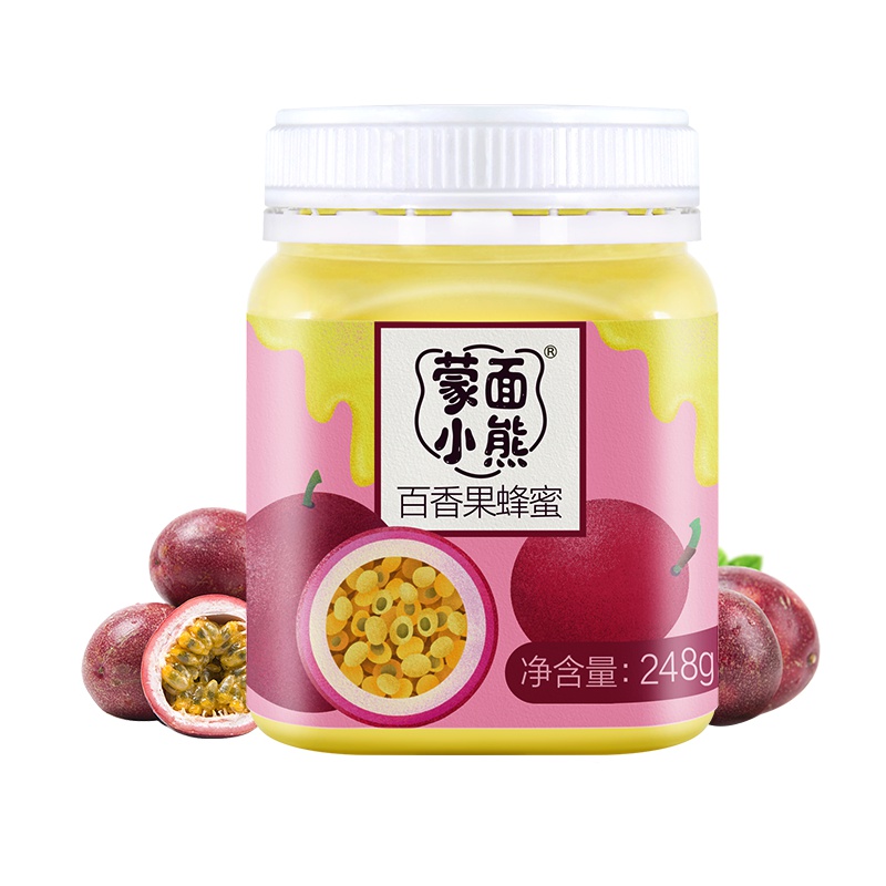 蒙面小熊百香果椴树雪蜜水果蜂蜜(净含量248g)小瓶装水果味椴树蜜248g单瓶装