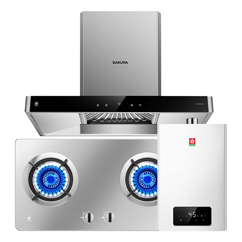 樱花(SAKURA)烟灶套餐抽油烟机煤气灶 燃气灶具 燃气热水器 厨电套装 自营 PTC03+BGZ01+007S天然气