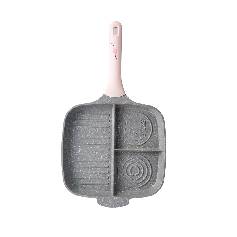 炊大皇桃花粉不粘早餐煎锅26cm家用花样多功能煎盘燃气磁炉通用JG26TH
