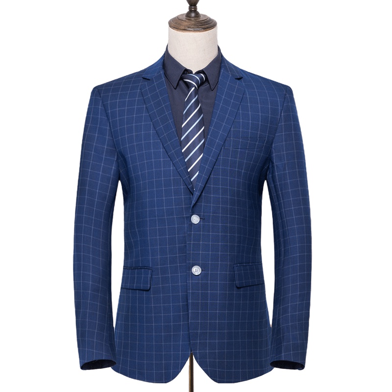 红豆旗下相思鸟（xiangsiniao)男士格纹暮光蓝商务休闲西服019S