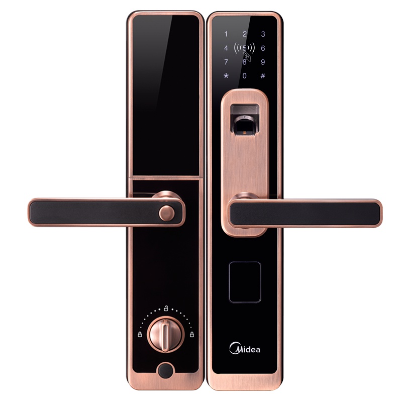 美的(Midea)MOLK-LA015智能指纹锁电子锁家用指纹锁密码锁防盗门锁铝合金斜舌(右开)