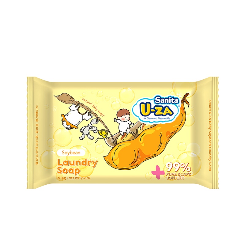 韩国进口Sanita U-ZA洗衣皂混合新生婴儿童宝宝bb专用洗衣植物肥皂大豆204g