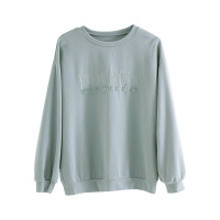 云上生活 浅蓝色长袖圆领卫衣女2020春新款宽松韩版套头上衣