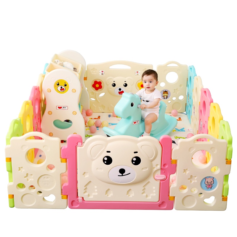 澳乐(AOLE-HW)儿童婴儿游戏围栏爬行垫围挡安全护栏宝宝学步围栏栅栏海洋球池防护栏玩具 跑跑熊围栏12+2