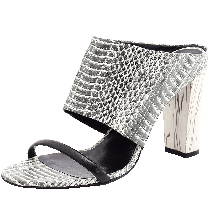 MCQ ALEXANDER MCQUEEN欧美潮牌 女士凉拖 蛇皮纹高跟凉鞋拖鞋