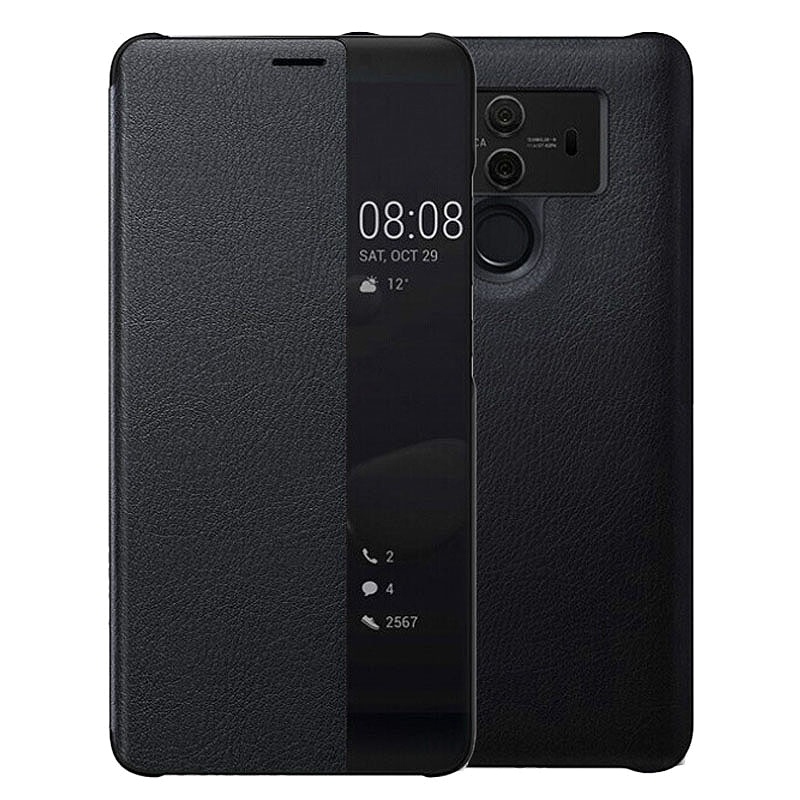 送钢化膜]溪特 华为mate10pro手机壳原装翻盖接听电话皮质保护套(6.0英寸)抗爆防摔商务视窗智能休眠皮套保护壳