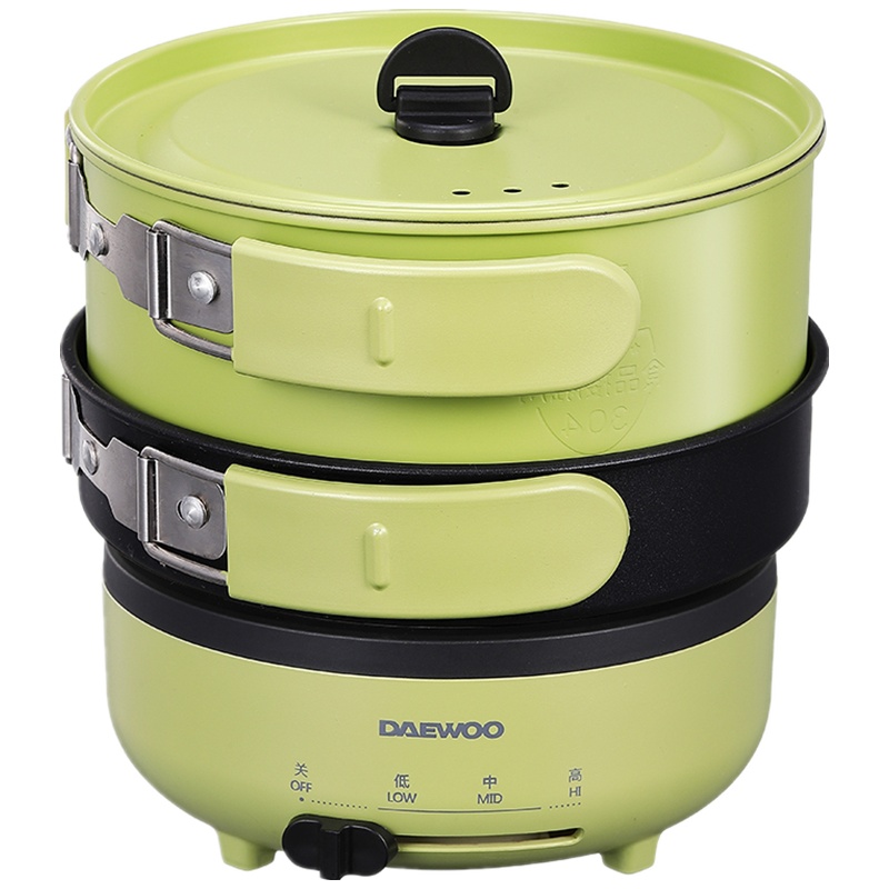 大宇(DAEWOO)电火锅便携式旅行折叠锅电煮锅多功能学生小型宿舍电热锅HG1 绿色