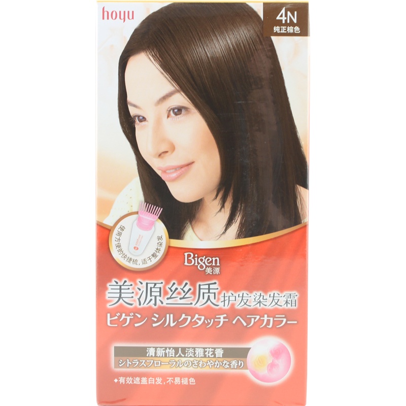 美源丝质护发染发霜女士植物精华染发剂遮盖白发染发膏焗油一梳黑油彩油 4N 纯正棕色