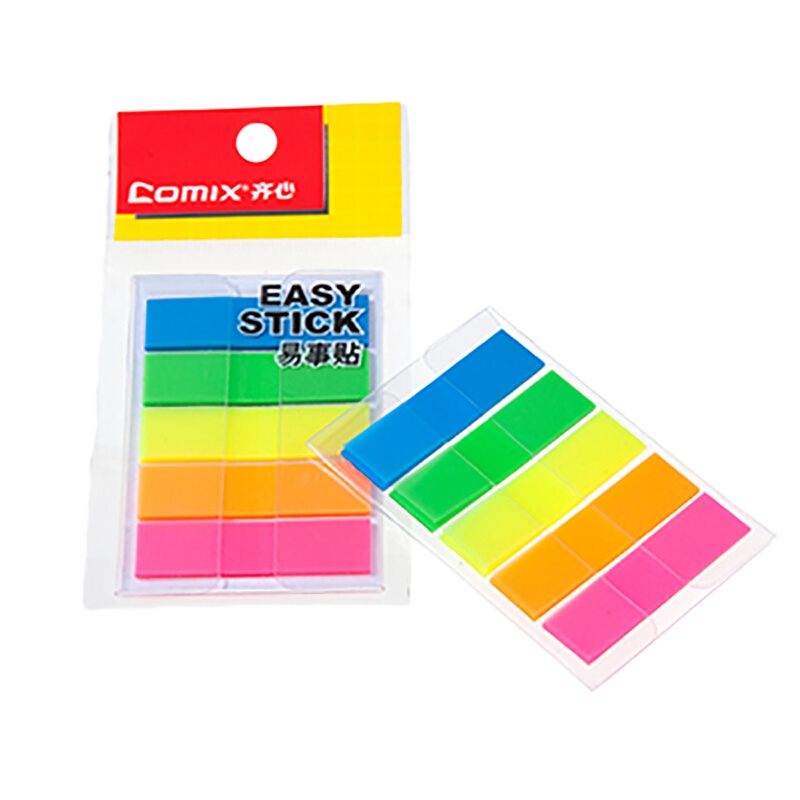 齐心 D7034 荧光膜挂式标签 5色/包 4包/件