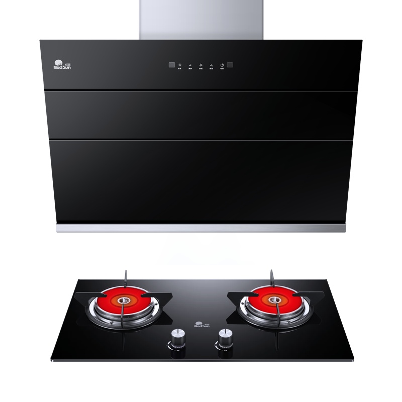 红日(RedSun)烟灶套装20立方大吸力厨电组合烟灶组合红外线灶体感操控节能不黑锅JED18H+EM208B 液化气