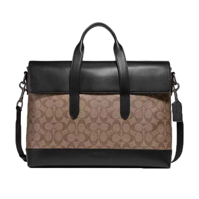 【直营】蔻驰(COACH) HAMILTON 涂层帆布拼皮/纯皮 男士商务公文包手提包单肩包 男包