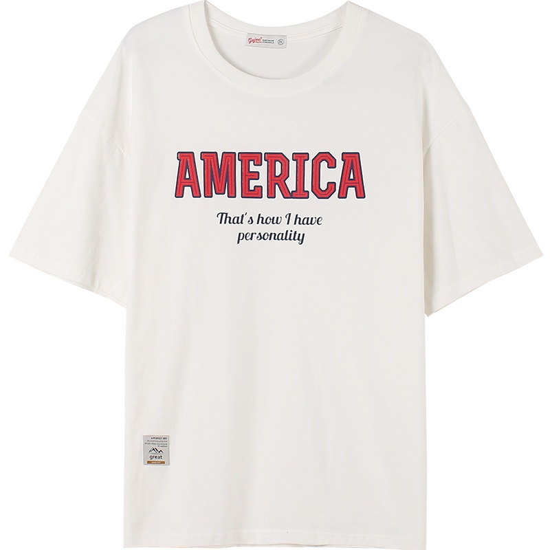 2020夏新款短袖t恤纯棉圆领港风情侣体恤宽松ins体袖衫女装