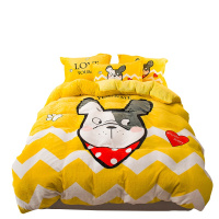 北极绒(Bejirog)家纺 秋冬法莱绒珊瑚绒金貂绒1.5/1.8床被套200*230cm床单式大版花卡通双人四件套