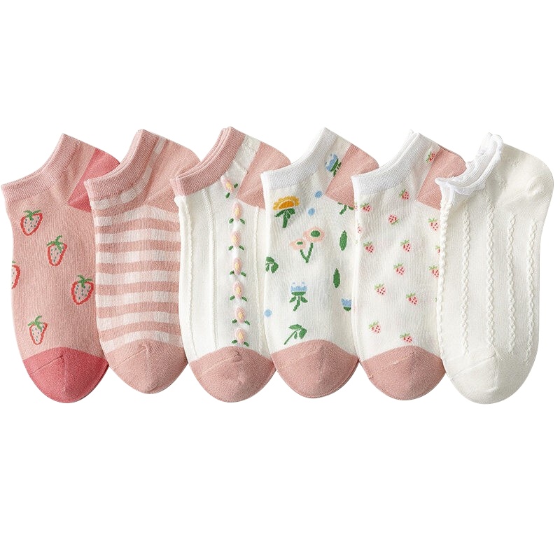 【顺丰配送】袜子少女夏薄新款清新可爱日系浅口隐形短筒休闲百搭棉船精梳棉袜NVW-059