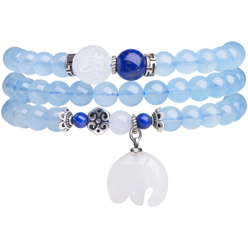 iSTONE/石头记吉象天然海蓝宝手链石榴石手串青金石配珠