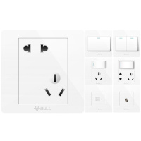 公牛开关插座面板G07白家用86型暗装墙体墙壁暗线多孔五孔带开关电源插座