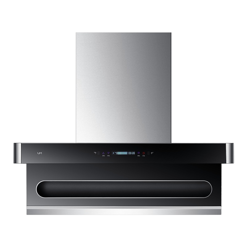 优盟UC179F油烟机7字型22m³爆吸不锈钢大吸力触控式自动清洗油烟机顶吸式抽油烟机