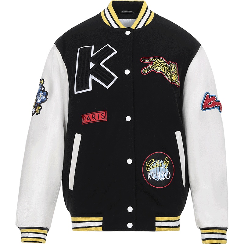 KENZO 高田贤三 女士羊毛拼皮夹克外套上衣棉服棒球服 F86 2BL085 540