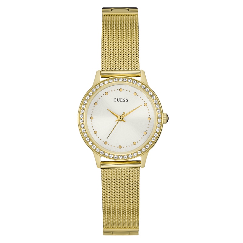 GUESS经典银盘金色石英女士腕表W0647L7
