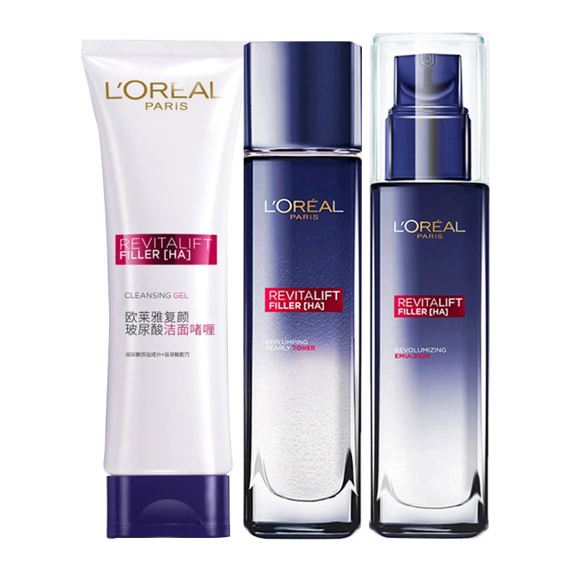 欧莱雅复颜玻尿酸洁面啫喱125ml+玻尿酸导入晶露130ml+玻尿酸导入乳液110ml