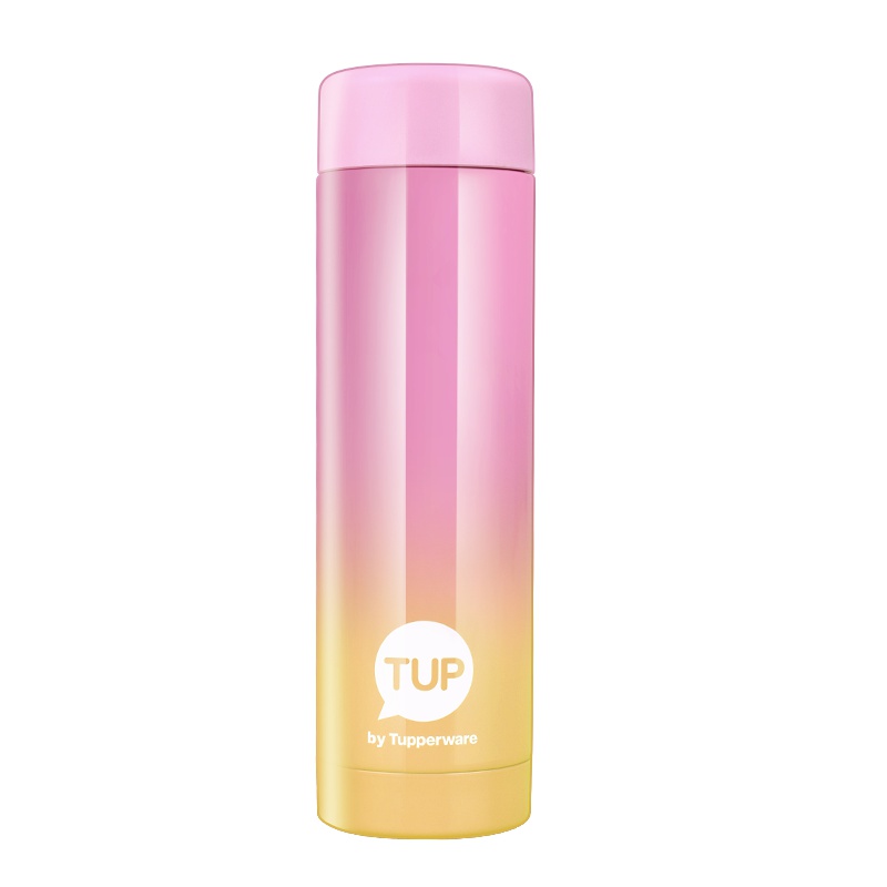 特百惠(Tupperware)新款保温杯210ml 纤巧儿童水杯女士真空不锈钢保温杯 焕彩蜜桃粉