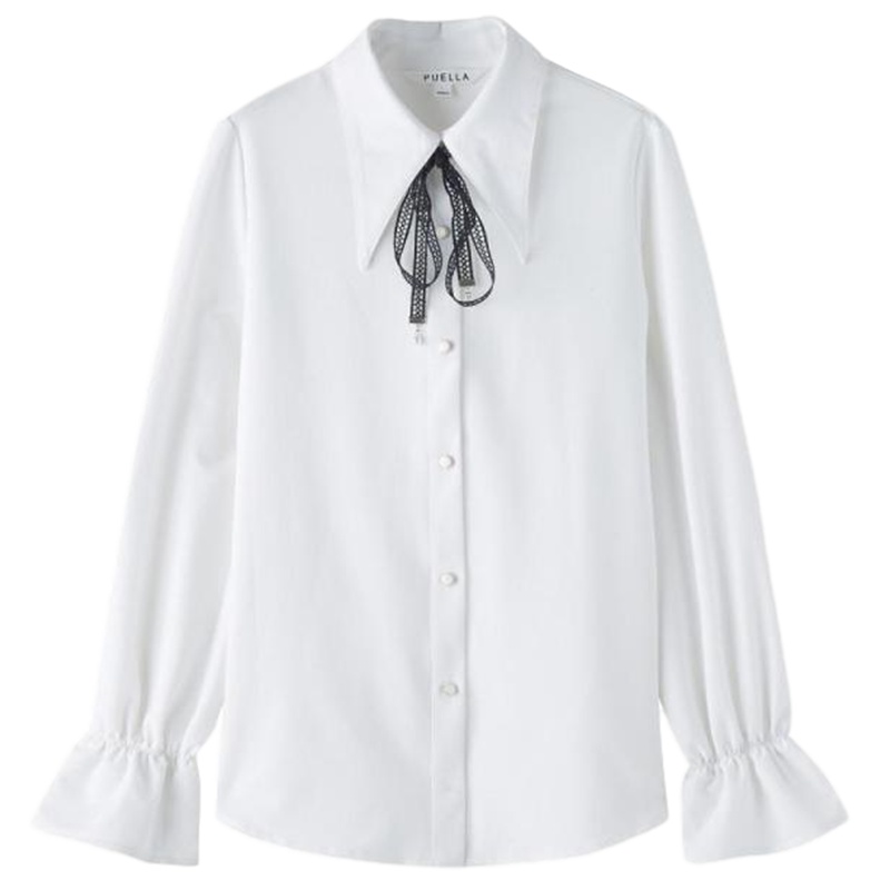 【专柜同款】Puella白色内搭女长袖韩版喇叭袖宽松时尚新款设计感小众上衣洋气衬衫女20013974