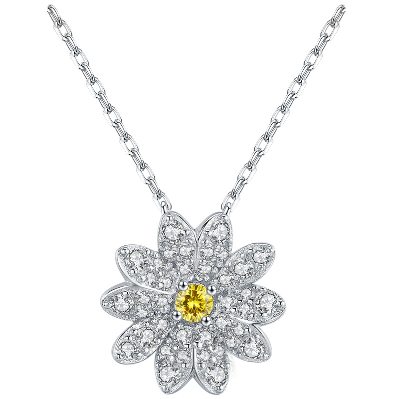 佰色传情BRIR小雏菊925纯银项链女锁骨链新款网红吊坠项链