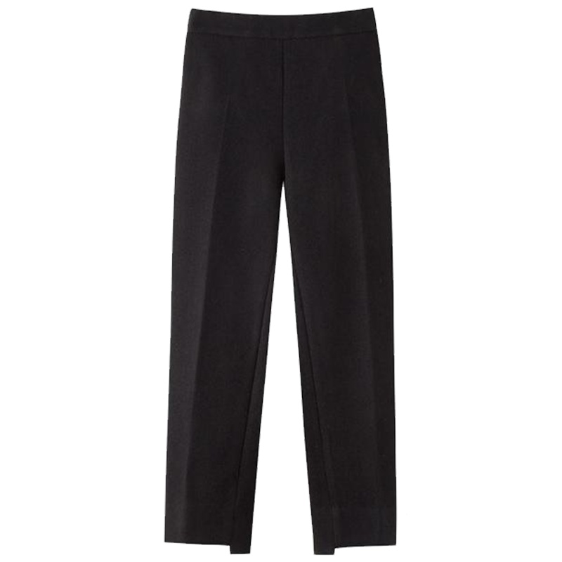 【热卖】拉夏贝尔黑色阔腿裤女秋冬运动休闲直筒裤宽松自然腰甩裤20013598
