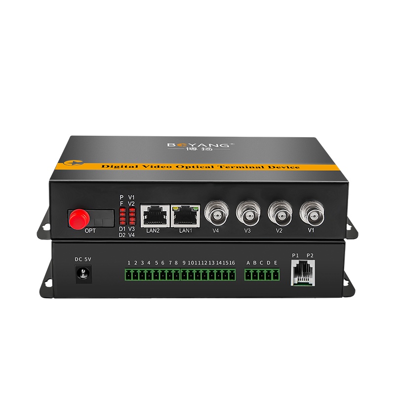 博扬 综合业务光端机 2路双向视频+2路双向音频 音视频光纤收发器 单模单纤20km 1对 BY-2Vv2Aa-20km