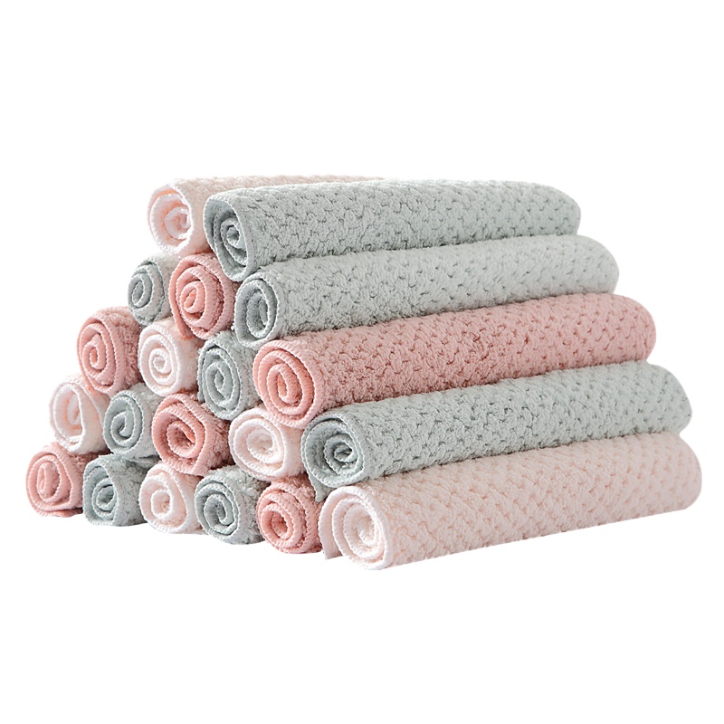 加厚抹布厨房懒人麻布家务清洁毛洗碗巾擦桌子家用洗碗布 10条装混色