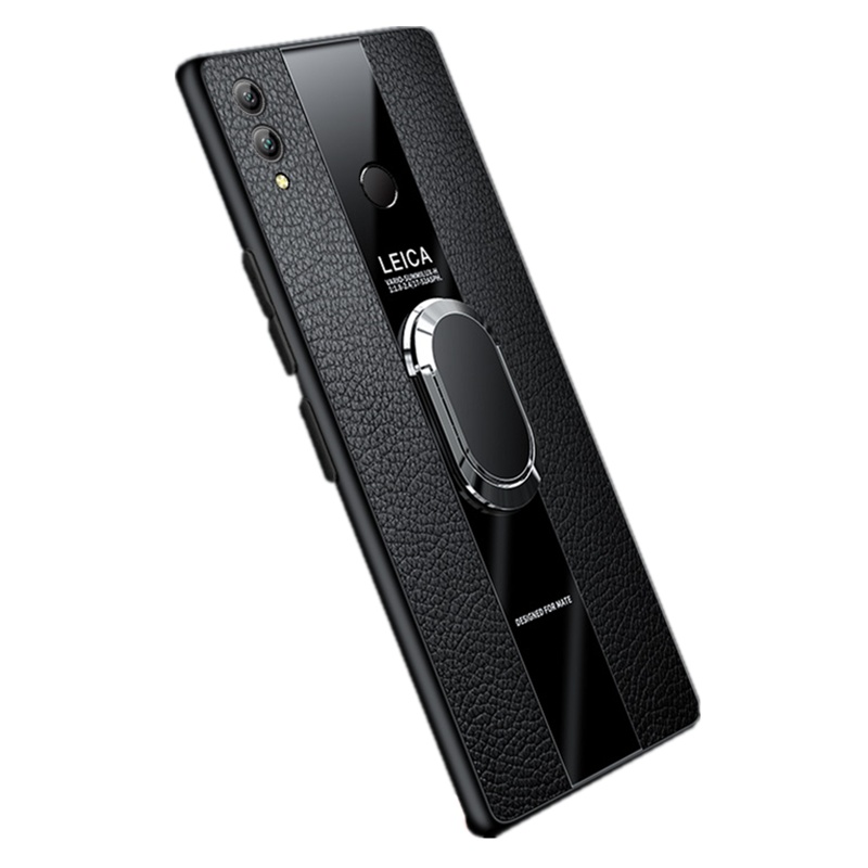 [送钢化膜]高铭宣荣耀8x手机壳华为8xmax保时捷玻璃商务男士款车载磁吸指环扣支架 华为荣耀8Xmax宝石蓝+送钢化膜