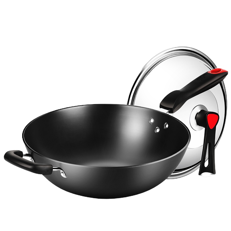 炊大皇(COOKER KING ) 炒锅 C32D2 不锈铸铁炒锅 无涂层爆炒铁锅 可立盖 电磁炉通用锅