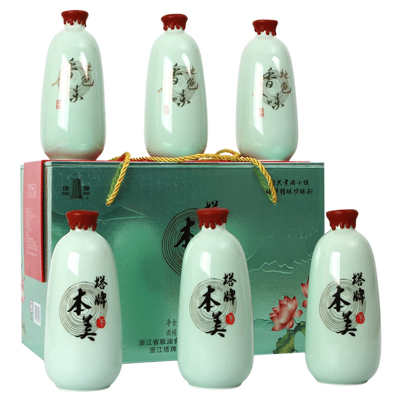 绍兴黄酒塔牌本美500ml*6瓶装无焦糖色手工糯米花雕酒加饭酒整箱