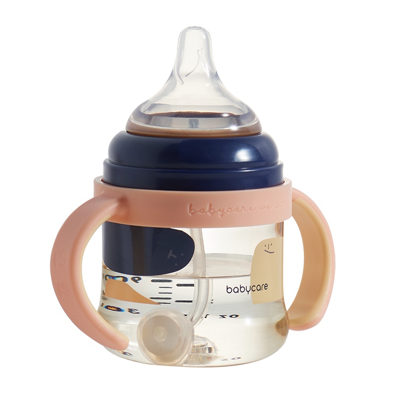 babycare3.0成长奶瓶ppsu耐摔防胀气 新生婴儿鸭嘴奶瓶吸管大宝宝 珀尔里粉160ml(奶嘴M)ml(鸭嘴款)