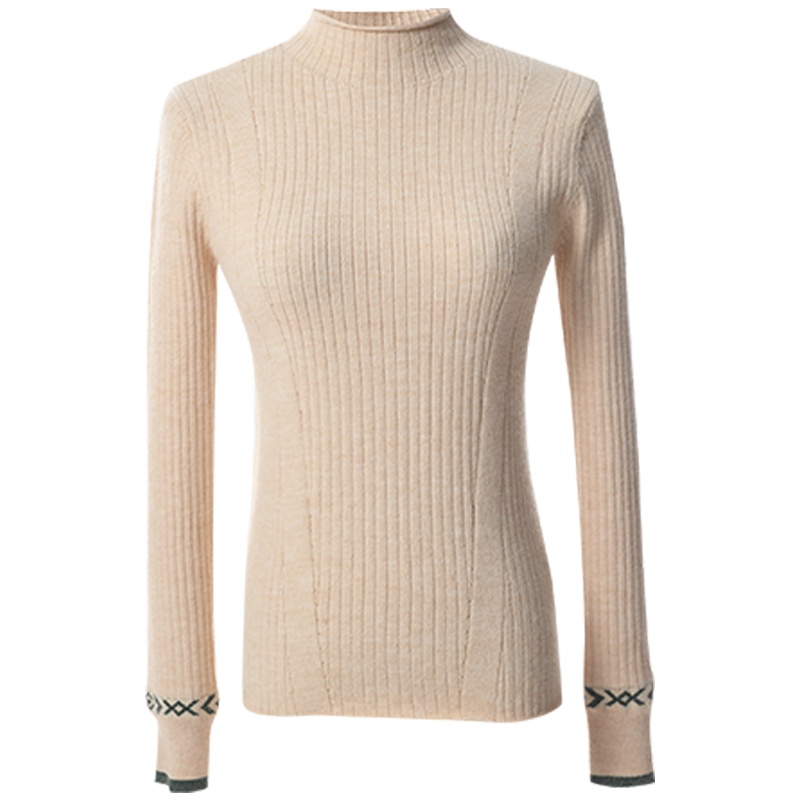 欧昵雪冬装半高领长袖内搭修身针织衫女显瘦保暖打底毛衣