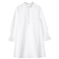 sdeer圣迪奥2018秋装不规则袖口简约纯色A字长款女衬衫S17380576