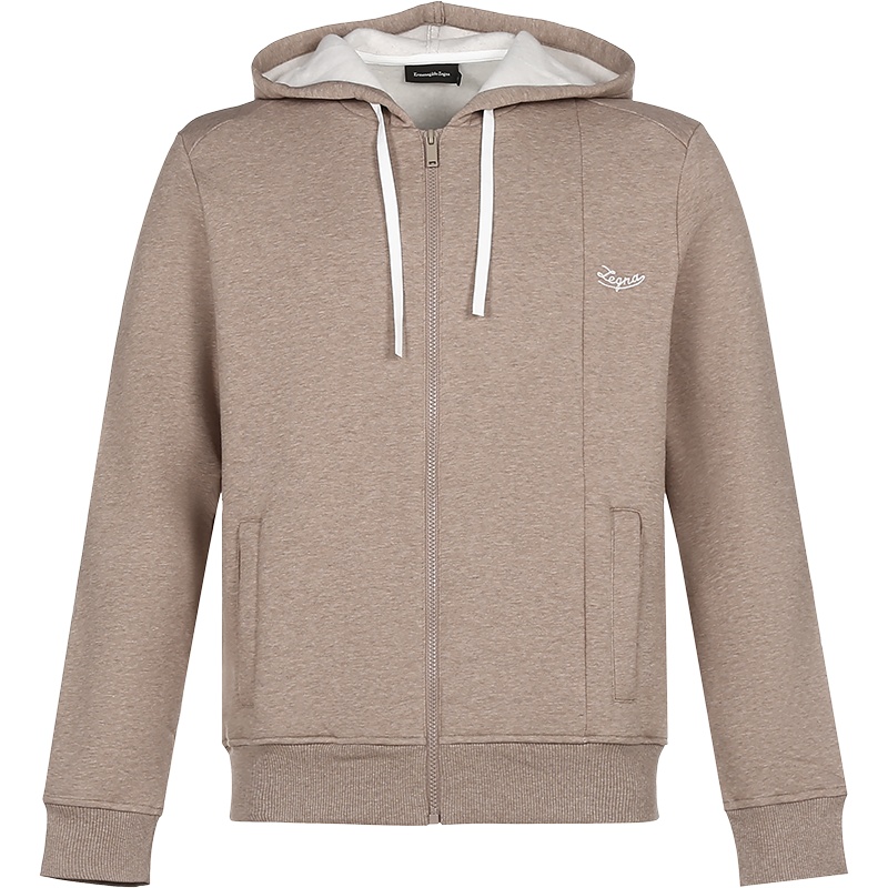 杰尼亚 Ermenegildo Zegna 男士棉/聚酯纤维加绒款连帽运动衫上衣外套N6MK01140