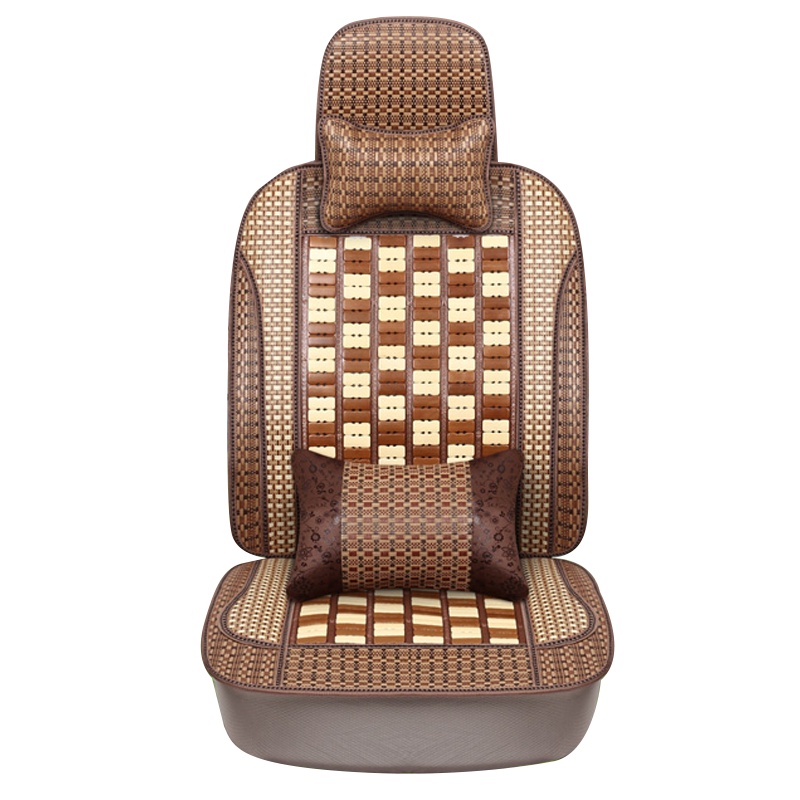享动汽车坐垫夏季竹片全包凉垫单片小车面包车货车座套夏天凉席垫 单座-豪华版-咖色