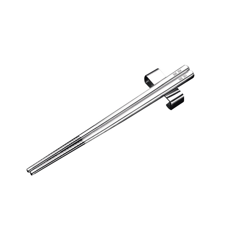 邦禾 304不锈钢筷子 家用防滑方形实木合金属银铁快子家庭套装