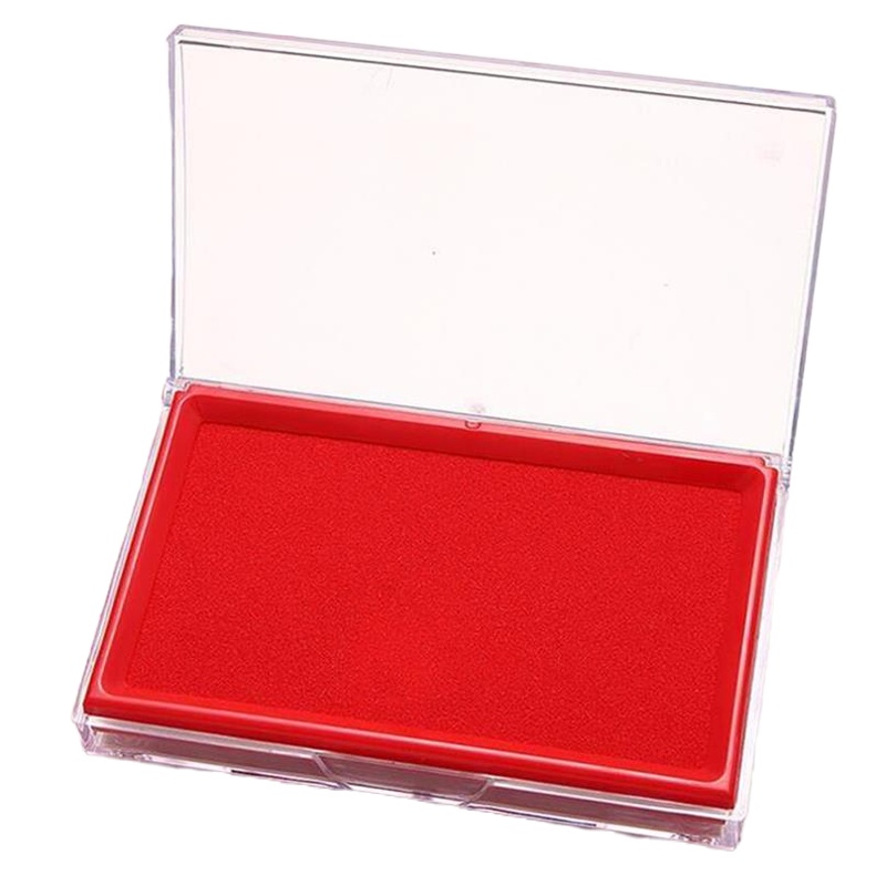 得力(deli) 137*88mm透明外壳方形快干印台印泥 办公用品 红色9864