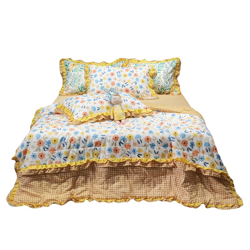 南极人(NanJiren)家纺 轻奢韩版小碎花夏被夏天薄被子夏凉被套件可水洗双人单人夏季空调被四件套