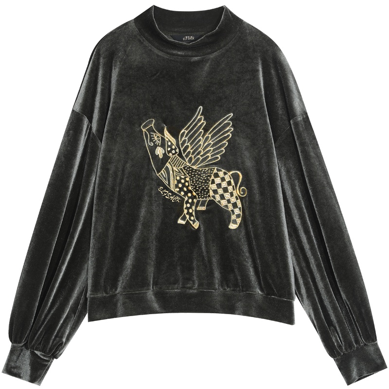 妖精的口袋圆领宽松卫衣2019秋冬季新款女士印花长袖超火cec上衣