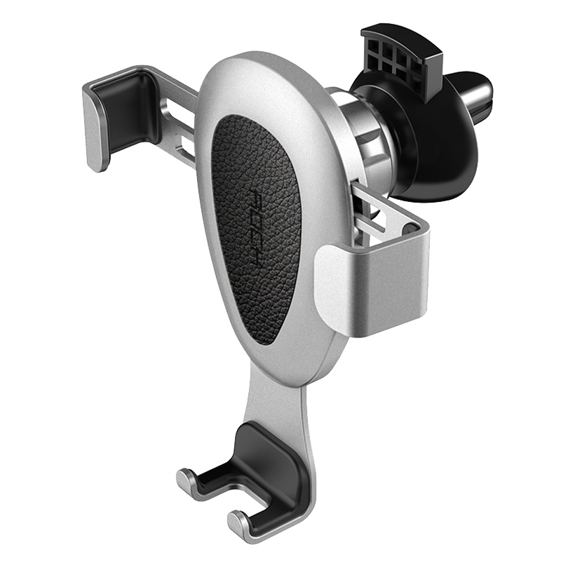 洛克车载导航多功能重力设备支架(真皮款)灰色